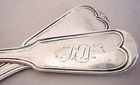 Coin Silver Master pair salt spoons Threaded pattern