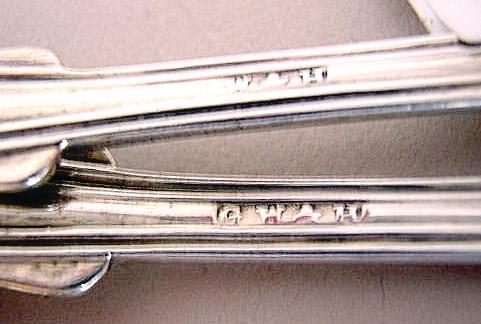 Coin Silver Master pair salt spoons Threaded pattern