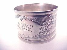 Napkin Ring Coin silver engine turned design