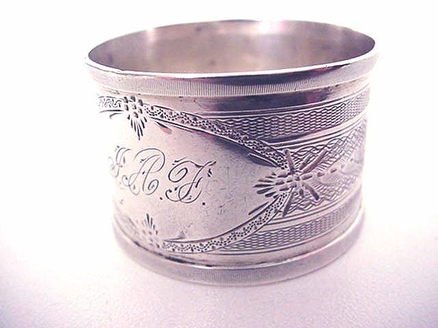 Napkin Ring Coin silver engine turned design