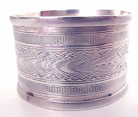 Napkin Ring Coin silver engine turned design