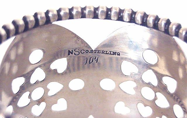 Napkin Ring Sterling beaded pierced hearts