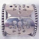Napkin Ring Sterling beaded pierced hearts