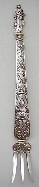 Figural woman with harp Gorham seafood fork