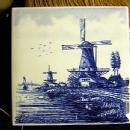 Delft Tile Hand Painted Windmill scene Blue and White