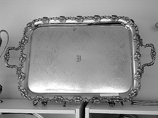 Tray large Gorham Silverplated with grapes and leaves