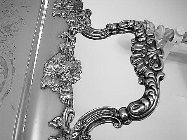 Tray large Gorham Silverplated with grapes and leaves