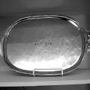 Silverplated Tray with sterling silver center cartouche area
