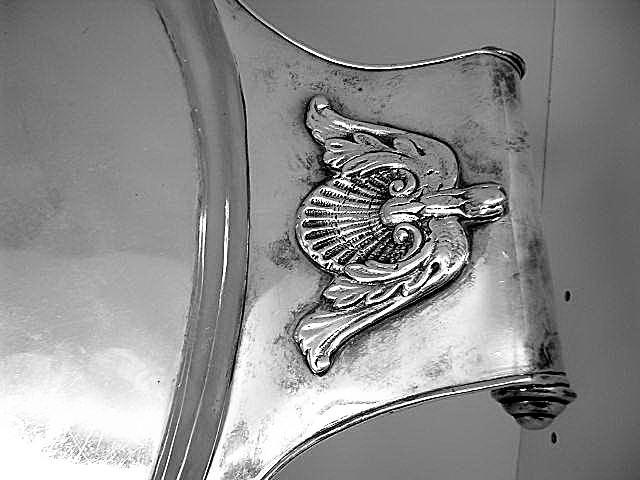 Silverplated Tray with sterling silver center cartouche area