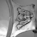 Silverplated Tray with sterling silver center cartouche area