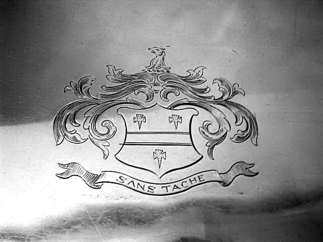 Silverplated Tray with sterling silver center cartouche area