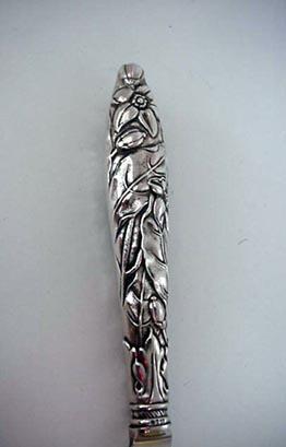 Orange Knife oranges and leaves motif Gorham sterling silver