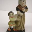 miniature figurine woman and boy hand painted