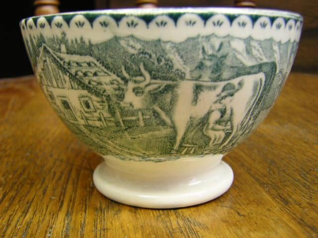 Tea cup Cows, Goat & florals transfer ware
