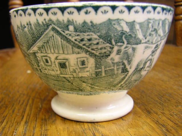Tea cup Cows, Goat & florals transfer ware