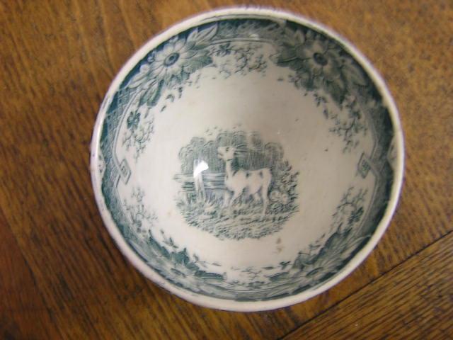 Tea cup Cows, Goat & florals transfer ware