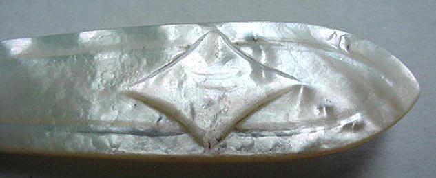 Mother of Pearl 12 Dinner knives sterling silver carved handles