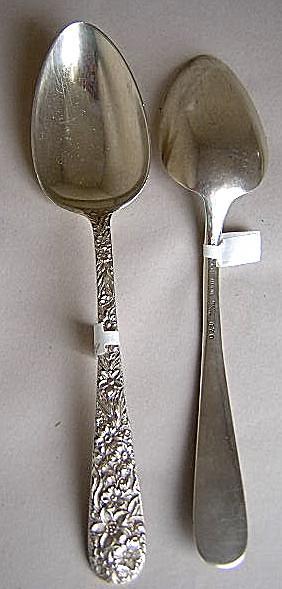 Repousse Serving Spoons Two Kirk Sterling Silver Floral