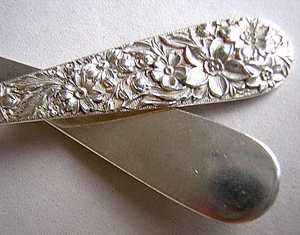 Repousse Serving Spoons Two Kirk Sterling Silver Floral