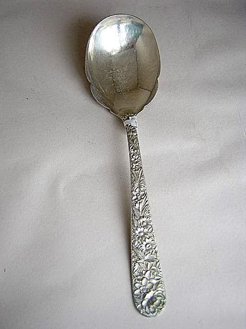 Repousse Berry Spoon fluted edges Kirk Sterling Silver
