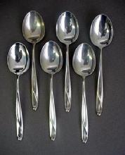 Silver Sculpture Place Soup Spoons Reed &