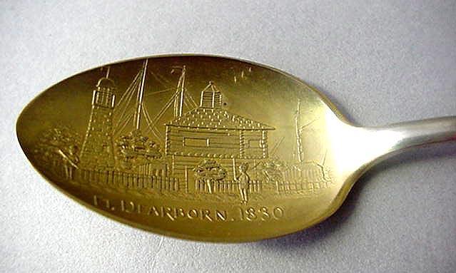 Souvenir spoon Watson Indian;Chicago;Fort Dearborn