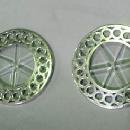 Coasters Sterling SILVER Cut glass OVERLAY pair