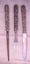 Repousse Carving Set Old hollow handles Kirk