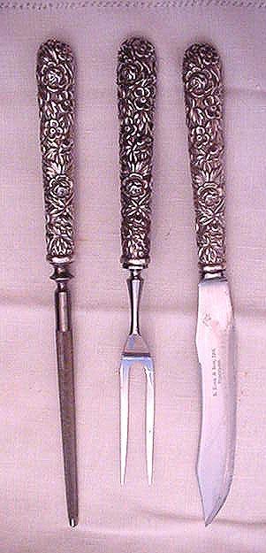 Repousse Carving Set Old hollow handles Kirk