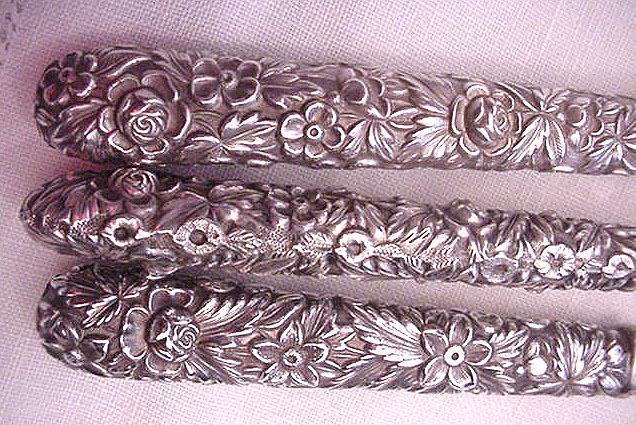 Repousse Carving Set Old hollow handles Kirk