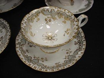 Cauldon England Early Coffee and Tea Cups Unmarked Grey Gold and White