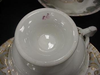 Cauldon England Early Coffee and Tea Cups Unmarked Grey Gold and White