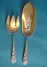 Eglantine Gorham Fish Set Sterling Silver Gold Washed