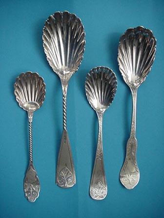 Engraved J. Watts Berry Spoon Coin Silver