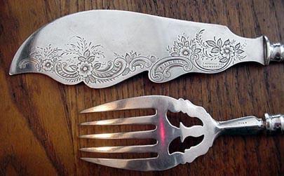 William Gale Fish Serving Set engraved