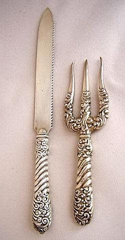 custom bread knife and fork gorham sterling silver
