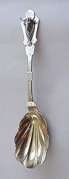 Figural Bull Head Spoon George Sharp sterling