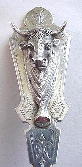 Figural Bull Head Spoon George Sharp sterling