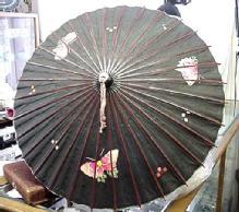 Japanese Umbrella Paper bamboo black with colorful butterflys
