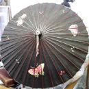 Japanese Umbrella Paper bamboo black with colorful butterflys