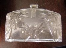 Clear Plastic Purse with flowers and jewels (Bakelite?)1940s