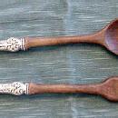 Old Orange Blossom Salad Set Alvin Sterling Silver Olive wood