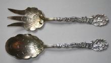 Versailles Copyrighted Salad Serving Set Gorham sterling silver ornate figural