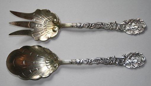 Versailles Copyrighted Salad Serving Set Gorham sterling silver ornate figural