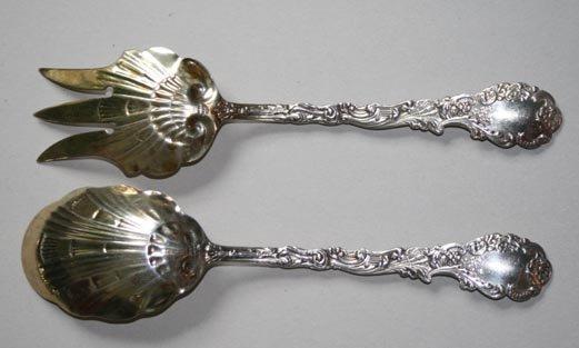 Versailles Copyrighted Salad Serving Set Gorham sterling silver ornate figural