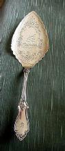 Pie Server Coin Silver Engraved Boat and Scene