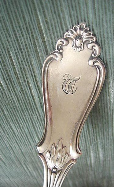 Pie Server Coin Silver Engraved Boat and Scene