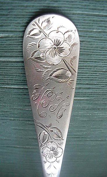#43 Soup Ladle Towle Sterling Silver Bright cut engraved flowers