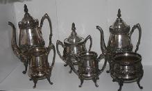 Victorian Coffee and tea service 6 piece Reed & barton silverplate floral die rolled design