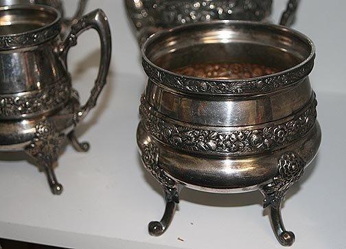 Victorian Coffee and tea service 6 piece Reed & barton silverplate floral die rolled design